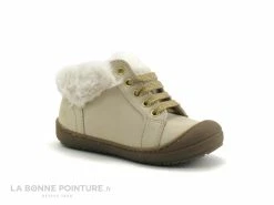 Remise 🔔 Bébé Bopy JULIE Creme - 🥾 Boots Premiers Pas Fille Beiges - Col Fourrure ⌛