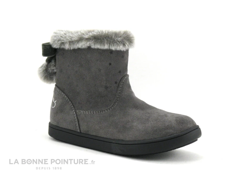 Sortie 🥰 Enfant 3 Pommes ALIB Gris - Bottine Fille Grise - Col Fourrure Et Pompons ✨ 1 Sortie 🥰 Enfant 3 Pommes ALIB Gris - Bottine Fille Grise - Col Fourrure Et Pompons ✨