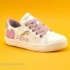 Promo 🤩 Enfant Geox SP GISLI J024NB Blanc Rose Love - Basket Fille ✨