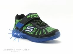 Tout neuf 😉 Bébé Skechers Light ILLUMI Black Blue Lime - 401520N - Basket Led 🔔