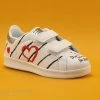 Meilleur prix ⭐ Enfant Petit Genie ES4070E Blanc Noir Coeur Rouge - Basket Velcro Fille 🔥
