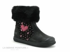 Acheter 🎉 Bébé Bopy ROSALIA Noir - Bottine Fille Avec Col En Fourrure Noire 🧨