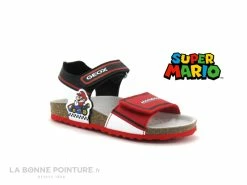 Coupon 😀 Bébé Geox Mario Kart J258LB Ghita Red Black - 🩴 Sandale GARCON 2 Velcros 👍