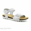 Coupon 🔥 Enfant Bopy EVALNA Blanc - Argent 2 Brides Velcro - Fleur - 🩴 Sandale Fille 💯