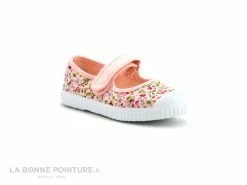Le moins cher 🌟 Bébé Cienta 76999 41 Rose Fleuri - Ballerine Toile - Bride Velcro 💯
