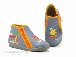 Sortie 💯 Bébé Bellamy PRAGUE Les Dingos - Gris Bleu Orange - 748002 - Pantoufle BEBE ❤️