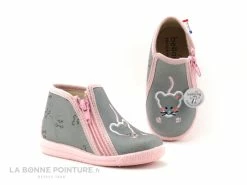 Grosses soldes 🥰 Bébé Bellamy MIEL Souris Grise - Chausson Fille Avec Zip ⌛