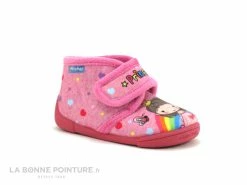 Budget 🤩 Michu 👟 Shoes Bébé Michu 2605 - Princesse Arc-en-ciel - Chausson Fille Rose Avec Scratch ❤️