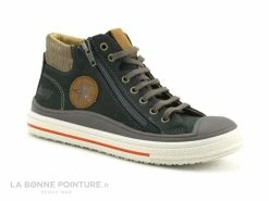 Bon marché 😍 Enfant Bopy VELVET Vert - Basket Montante GARCON Cuir Vert 🌟