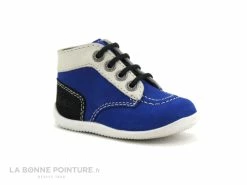 Offres đ BĂ©bĂ© Kickers BONBON Bleu Blanc Noir 446827 - Chaussure Montante đ