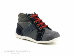 Vente flash 🌟 Bébé Kickers BAKARI Gris Marine Rouge - Chaussure Montante BEBE 😀